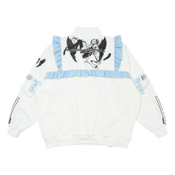 NEW ACDC RAG x Hatsune Miku Forever White Blue Frill Oversized Jacket - Picture 9 of 10